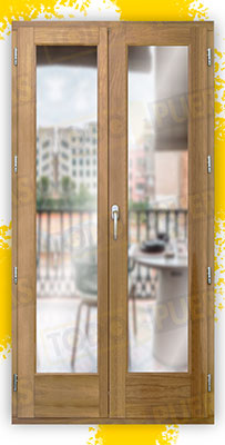 Balconera 200 cm alto de Madera Natural de Iroko Mod. V2 Crudo