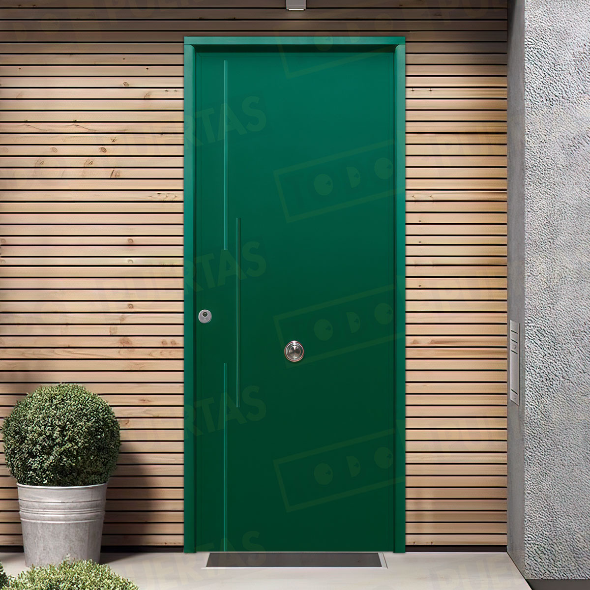Puerta Acorazada Acacia Sagacor 100 Verde Musgo 6005 (Dos Caras Iguales)