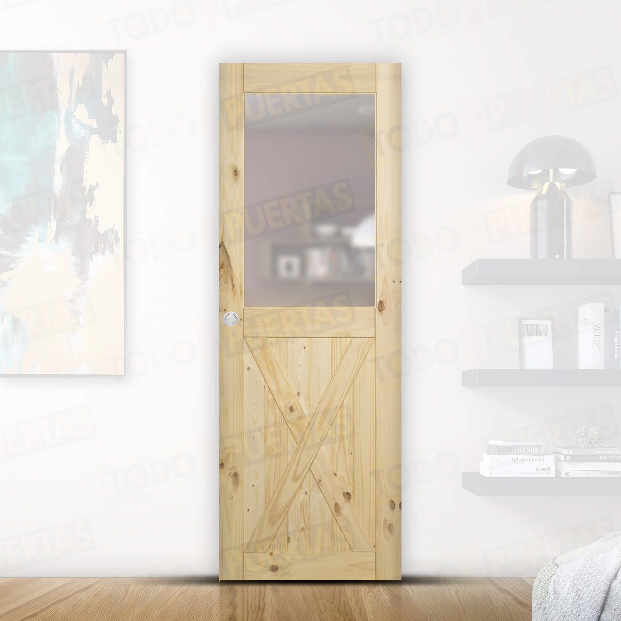 Puerta Corredera de Granero Pino Macizo Mod. GR002 V1Z (CRUDO)