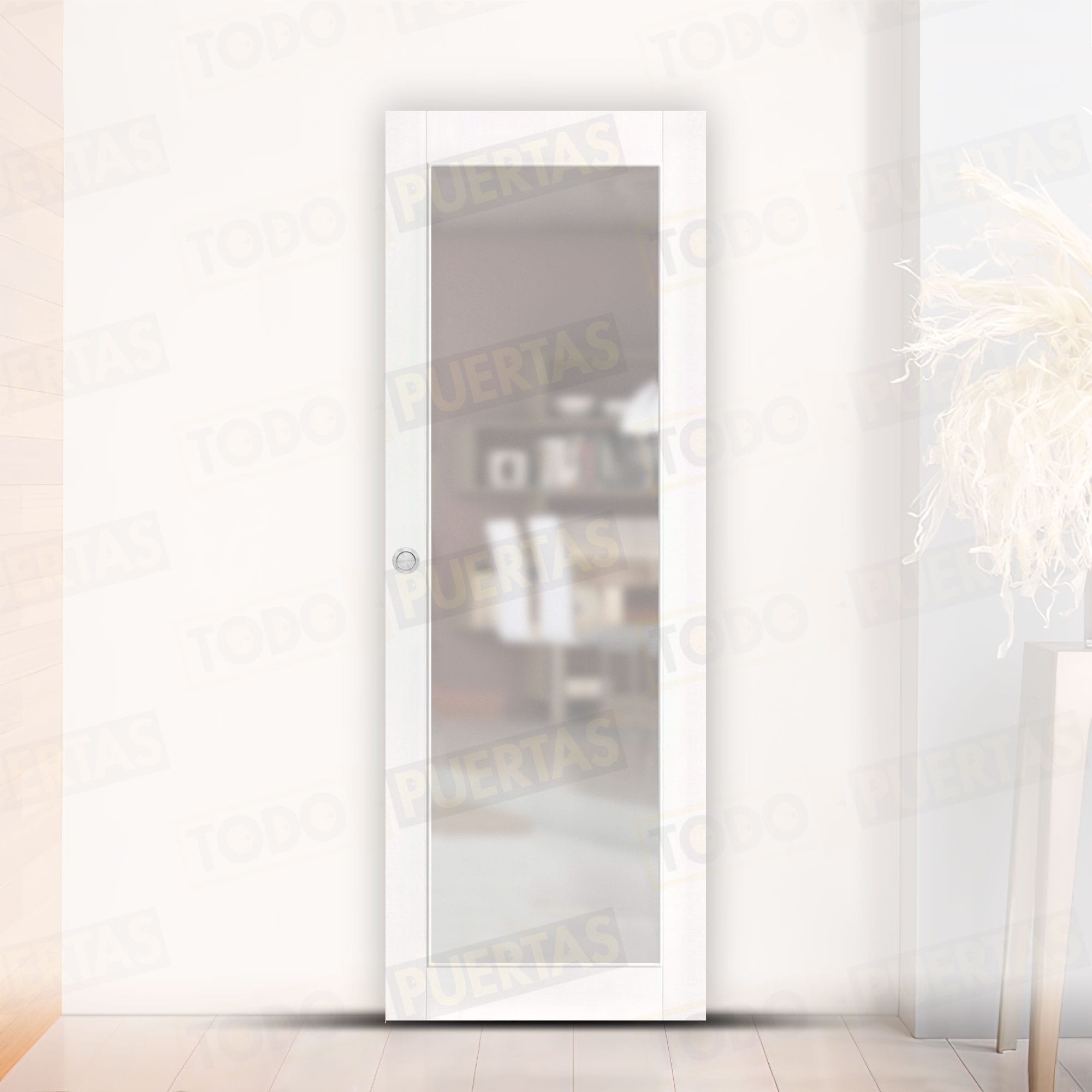 Puerta Corredera de Granero Pino Macizo Mod. GR005 V1 Lacada Blanca