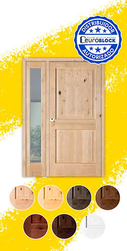 Puerta de Exterior Mod. 1100 con Fijo de Madera Maciza