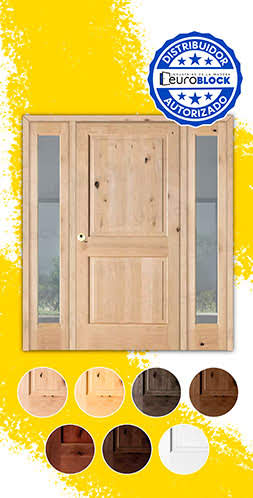 Puerta de Exterior Mod. 1100 con Dos Fijos de Madera Maciza