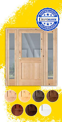 Puerta de Exterior Mod. 1100-V1 con Dos Fijos de Madera Maciza
