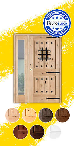 Puerta de Exterior Mod. 3100 con Fijo de Madera Maciza
