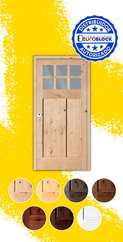Puerta de Exterior Mod. 4100-V6 de Madera Maciza