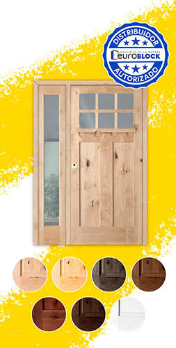 Puerta de Exterior Mod. 4100-T-V6 con Fijo de Madera Maciza