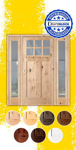 Puerta de Exterior Mod. 4100-T-V6 con Dos Fijos de Madera Maciza