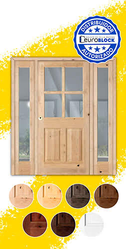 Puerta de Exterior Mod. 5100 con Dos Fijos de Madera Maciza