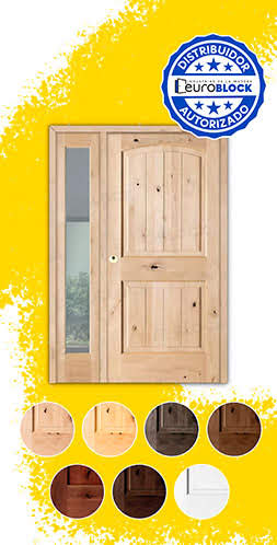 Puerta de Exterior Mod. 7100 con Fijo de Madera Maciza