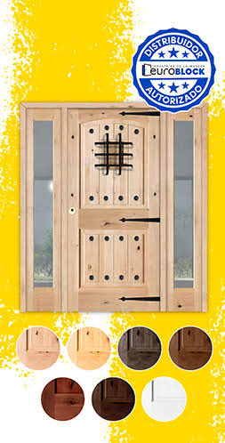 Puerta de Exterior Mod. 8100 con Dos Fijos de Madera Maciza