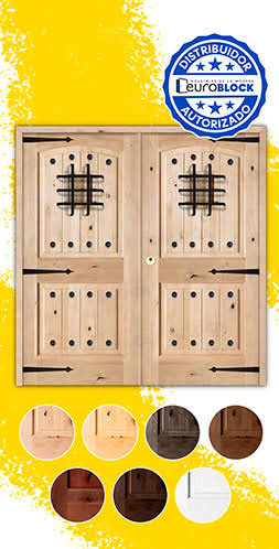 Puerta Doble de Exterior Mod. 8100 Fijos de Madera Maciza