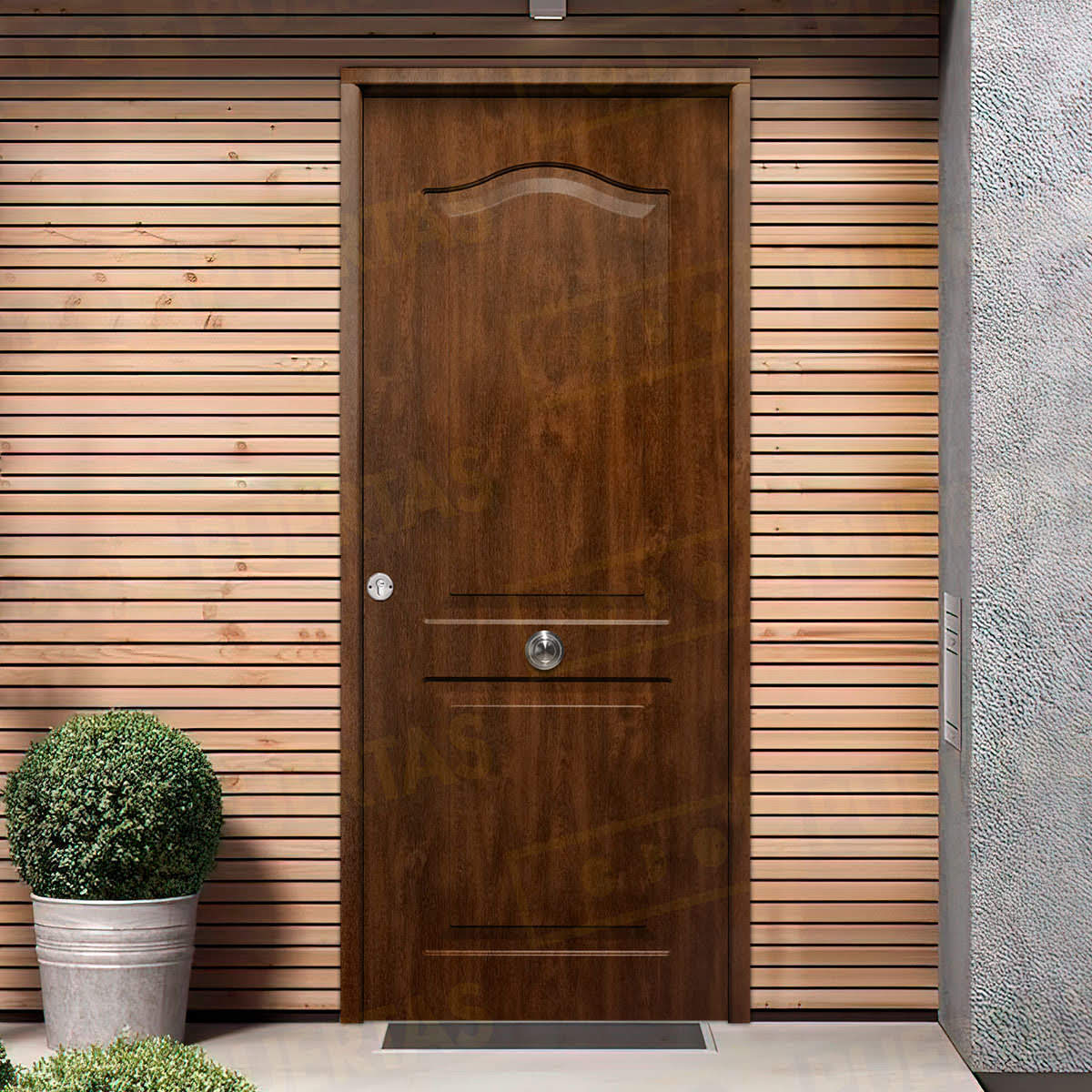 Puerta Galvanizada Semiprovenzal Saga M-100 LM Roble Viejo (Cara Interior Lisa)