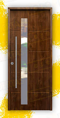 Puerta Galvanizada Cintia-CRL / 1110 Saga 100 Cristal Roble Viejo (Cara Interior Lisa)