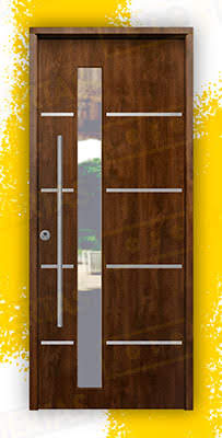 Puerta Galvanizada Cintia-FM-CRL / 1110 Saga 100 Cristal Roble Viejo (Cara Interior Lisa)