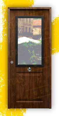 Puerta Galvanizada Clas-CR / 1110 Saga 100 Cristal Roble Viejo (Cara Interior Lisa)