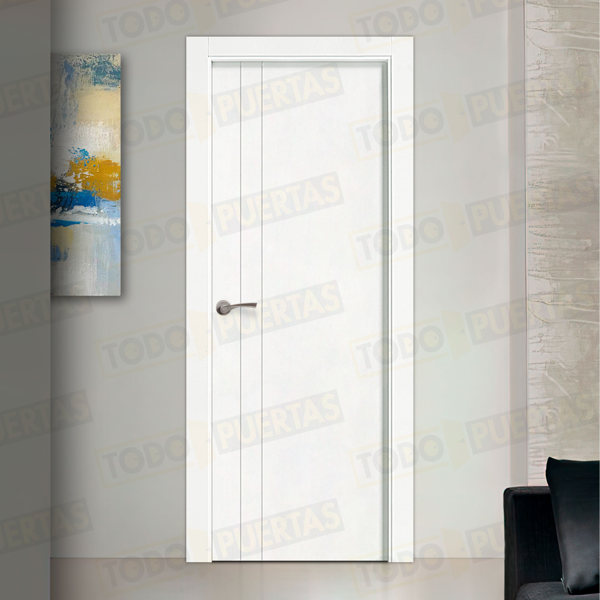 Puerta Block Maciza Lacada Blanca Mod. Álava