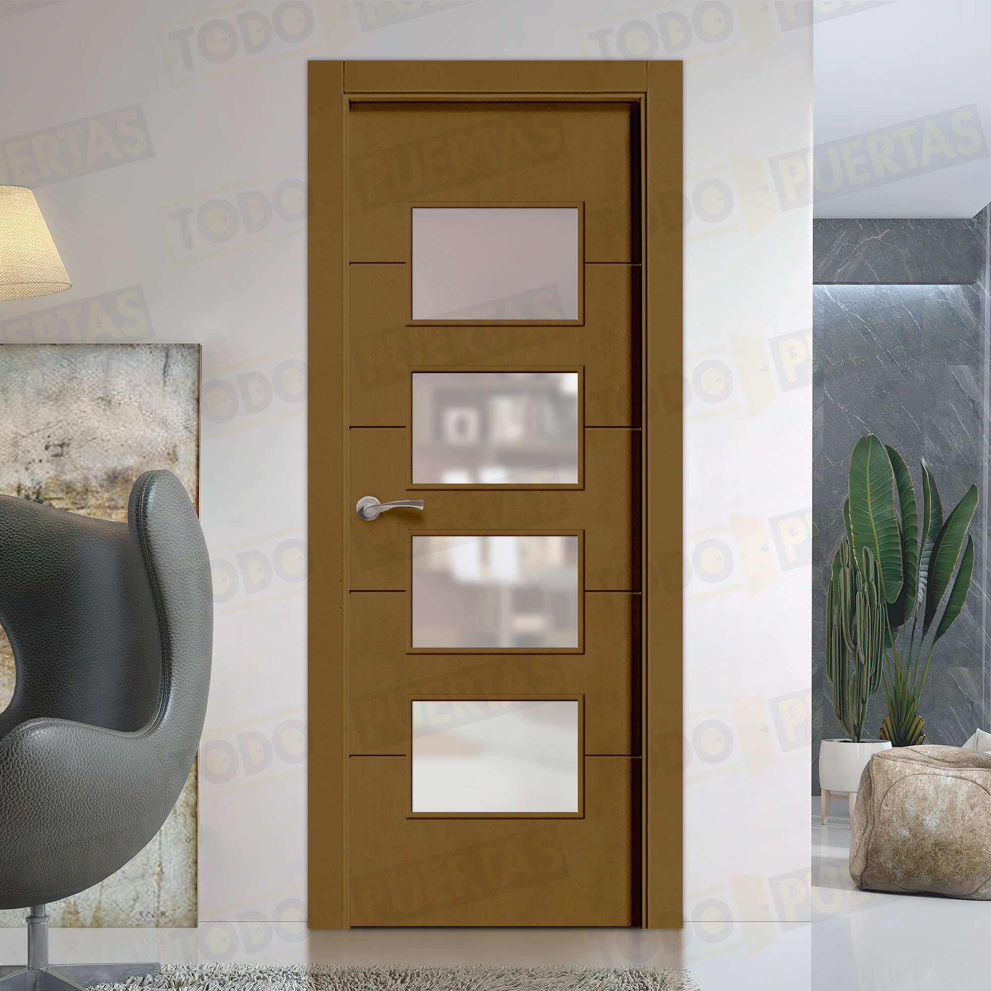 Puerta Block Maciza Lacada RAL 8008 Mod. Dakar BV4