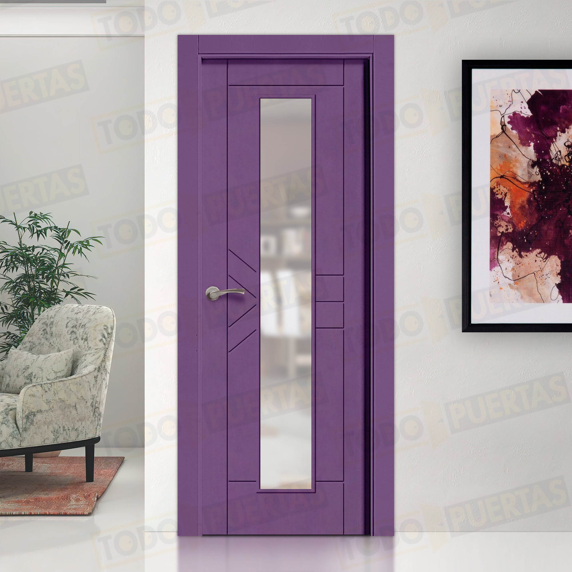 Puerta Block Maciza Lacada RAL 4005 Mod. Sima V1C