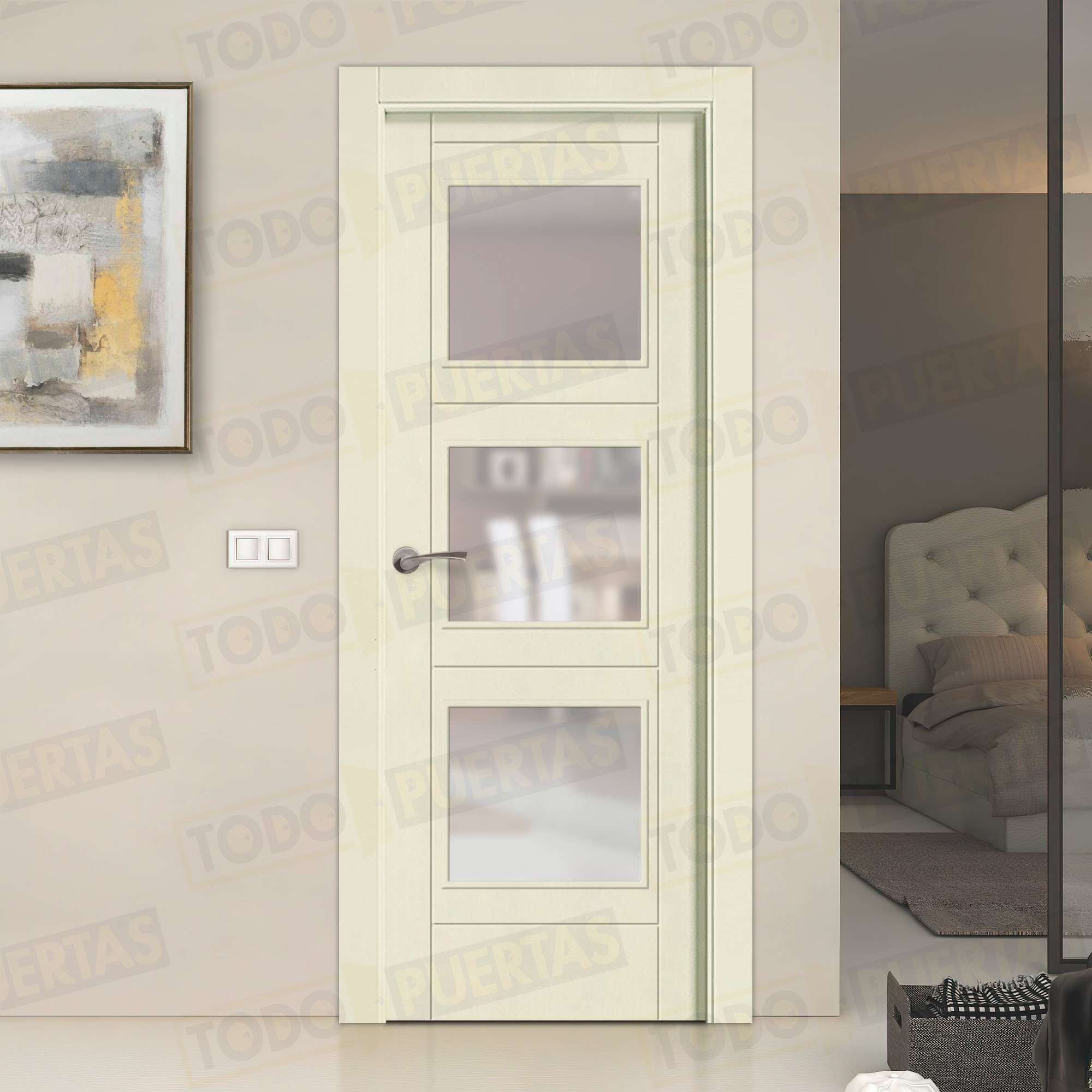 Puerta Block Maciza Lacada RAL 1013 Mod. Tailandia BV3