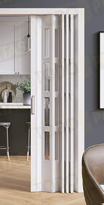 Puerta Plegable 205 cm Alto Madera Natural Laca Blanca Siena Vidrio Orgánico (Tipo Metacrilato)