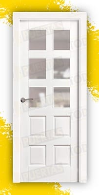 Puerta Block Madera Maciza Mod. Blasco 10 ZV6 Lacada en Blanco