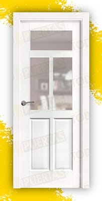 Puerta Block Madera Maciza Mod. Jambrina V Lacada en Blanco