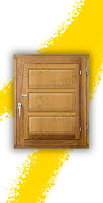 Ventana de Madera Natural de Iroko Mod. Huesca V1 3C Barniz