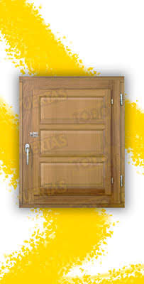 Ventana de Madera Natural de Iroko Mod. Huesca V1 3C Crudo