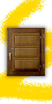 Ventana de Madera Natural de Iroko Mod. Huesca V1 3C Teñida