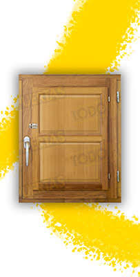 Ventana de Madera Natural de Iroko Mod. Huesca V1 2C Barniz