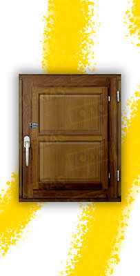 Ventana de Madera Natural de Iroko Mod. Huesca V1 2C Teñida