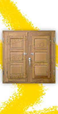 Ventana de Madera Natural de Iroko Mod. Huesca V2 Crudo