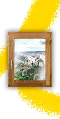 Ventana de Madera Natural de Iroko Mod. V1 Barniz