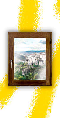 Ventana de Madera Natural de Iroko Mod. V1 Teñida