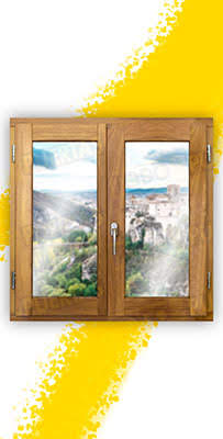 Ventana de Madera Natural de Iroko Mod. V2 Barniz