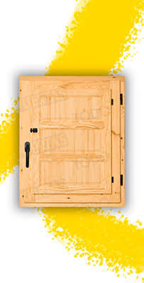 Ventana de Madera Natural de Pino Mod. Huesca V1 3C Barniz