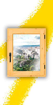 Ventana de Madera Natural de Pino Mod. V1 Barniz
