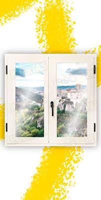 Ventana de Madera Natural de Pino Mod. V2 Lacada