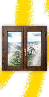 Ventana de Madera Natural de Pino Mod. V2 Teñida